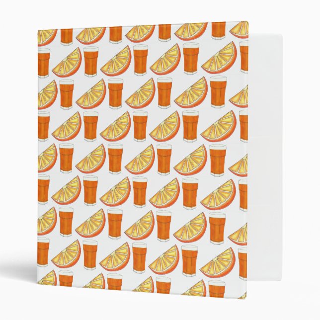 Fresh Squeezed OJ Orange Juice Citrus Fruit Slice 3 Ring Binder (Front/Inside)