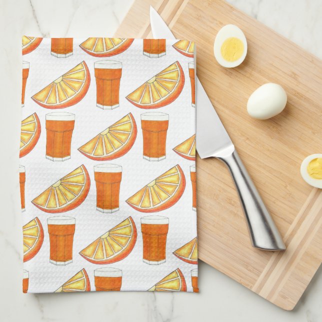 Fresh Squeezed OJ Orange Juice Citrus Fruit Slice Kitchen Towel (Quarter Fold)