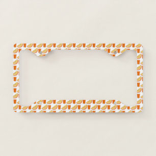 Fresh Squeezed OJ Orange Juice Citrus Fruit Slice License Plate Frame