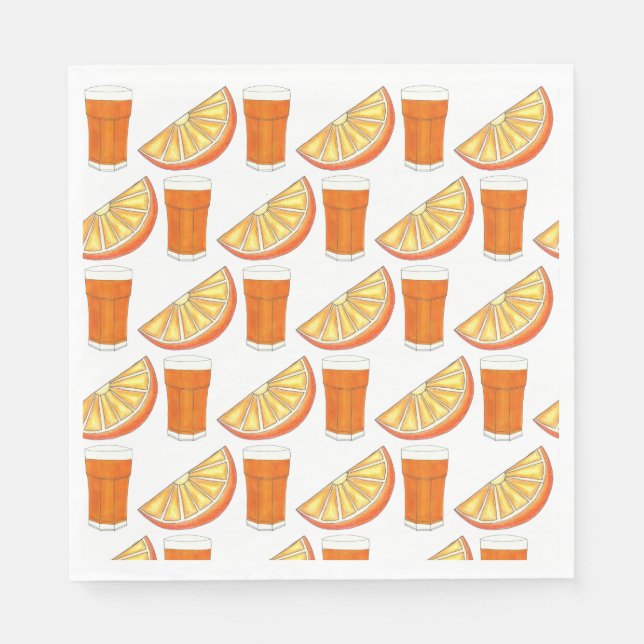 Fresh Squeezed OJ Orange Juice Citrus Fruit Slice Napkins (Front)