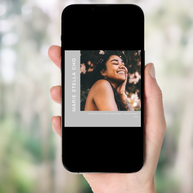 Fresh start gray minimal photo graduation  invitation (Front Digital)