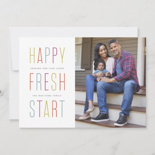Fresh start happy new year colorful photo card