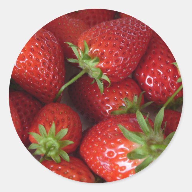 Fresh Strawberries Classic Round Sticker (Front)