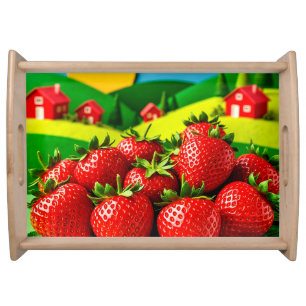 Fresh Strawberries Displayed on Greenfield  Serving Tray