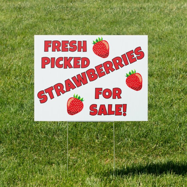 Fresh Strawberries For Sale Sign (Insitu)
