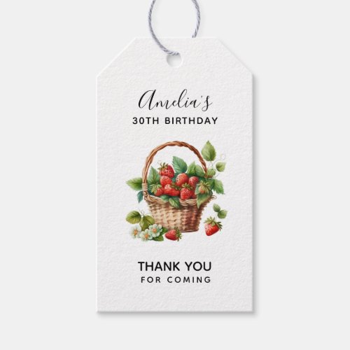 Fresh Strawberries in a Basket Birthday Thank You Gift Tags