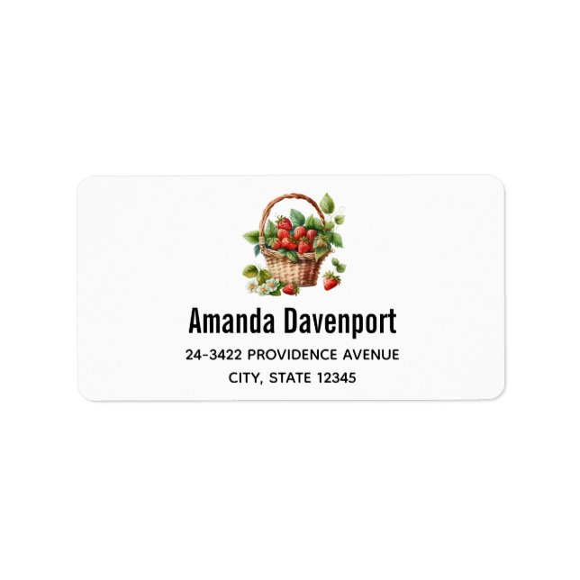 Fresh Strawberries in a Wicker Basket Label (Front)