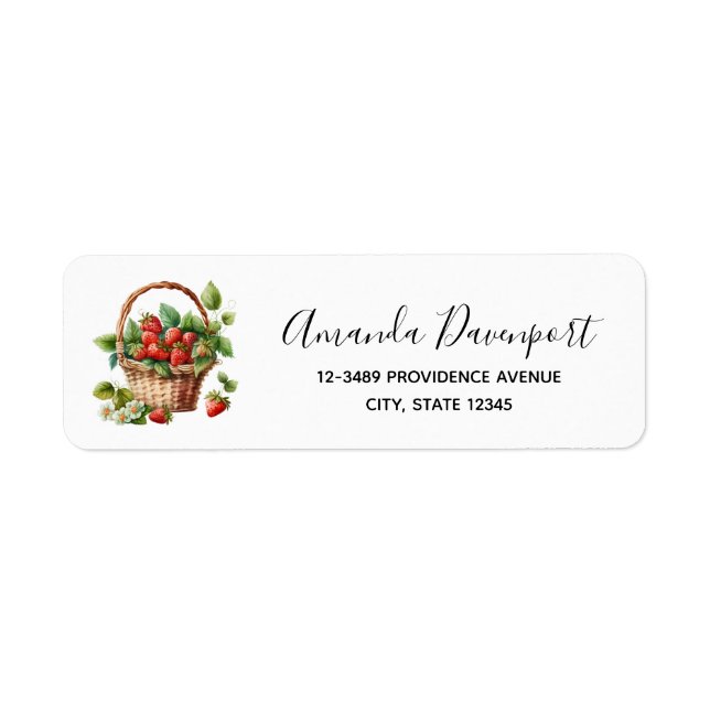 Fresh Strawberries in a Wicker Basket Label (Front)