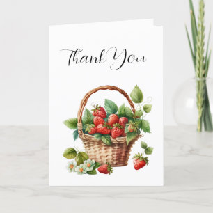 Fresh Strawberries in a Wicker Basket Letterpress Thank You Card