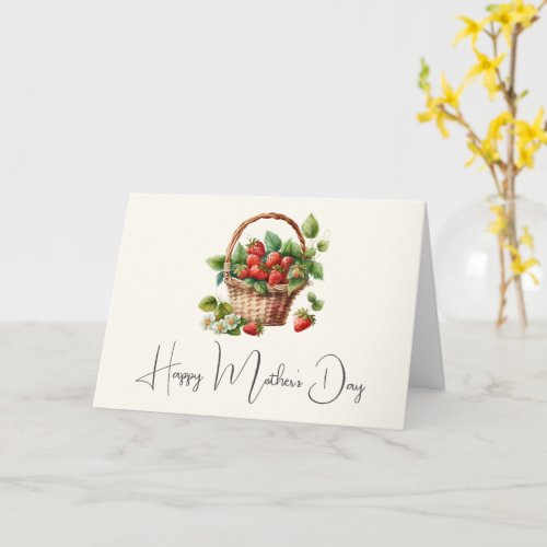 Fresh Strawberries in a Wicker Basket Mothers Day Card