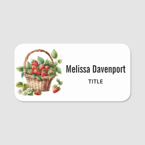 Fresh Strawberries in a Wicker Basket Name Tag