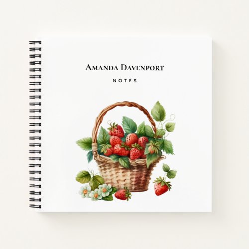 Fresh Strawberries in a Wicker Basket Notebook