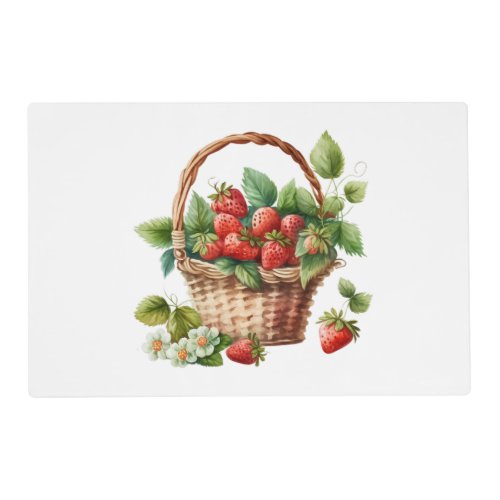 Fresh Strawberries in a Wicker Basket Placemat