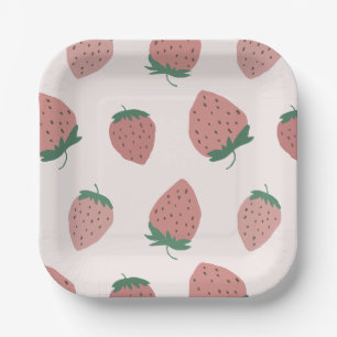 Fresh Strawberries pattern Paper Plates