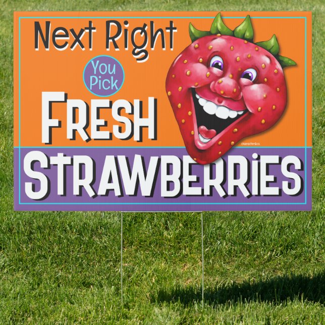 Fresh Strawberries Pick Your Own Roadside Garden Sign (Insitu)