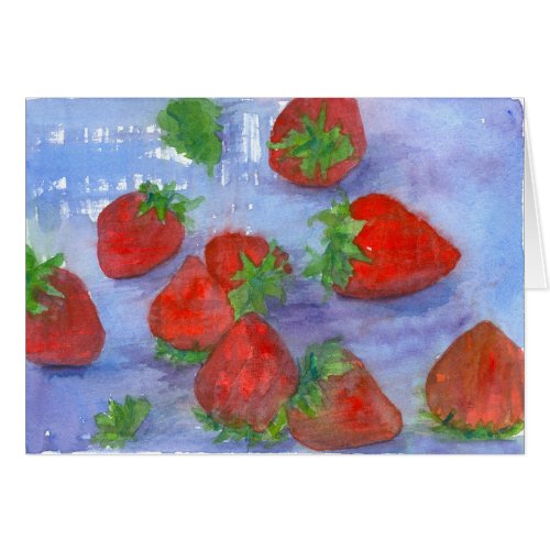 Fresh Strawberries Red Fruit Watercolor Art Blank