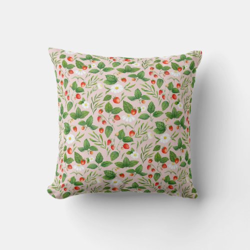 Fresh Strawberries Spring Colors Throw Pillow