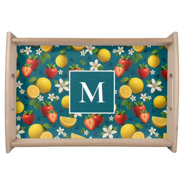 Fresh Strawberry and Lemon Pattern Serving Tray (Front)