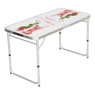 Fresh Strawberry Drink Beer Pong Table Custom Text