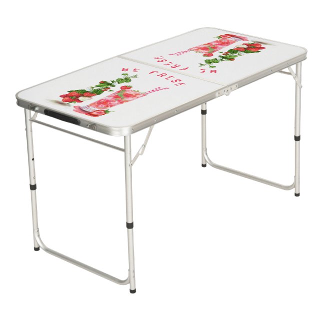 Fresh Strawberry Drink Beer Pong Table Custom Text (Angled)
