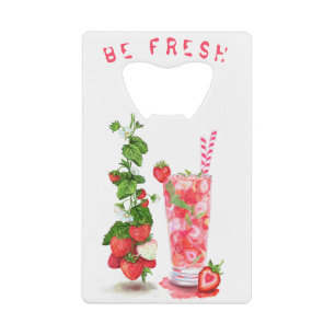 Fresh Strawberry Drink Bottle Opener - Custom Text