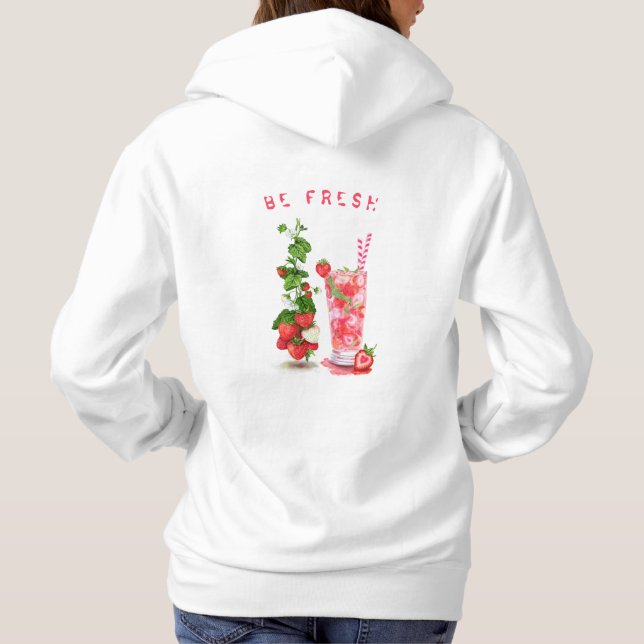 Fresh Strawberry Drink Hoodie - Custom Text (Back)