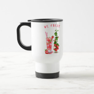 Fresh Strawberry Drink Travel Mug - Custom Text