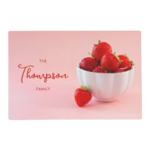 Fresh Strawberry Fruit Bowl On Pink Family Name