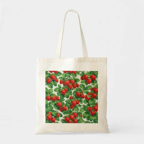Fresh Strawberry Garden Pattern Tote Bag