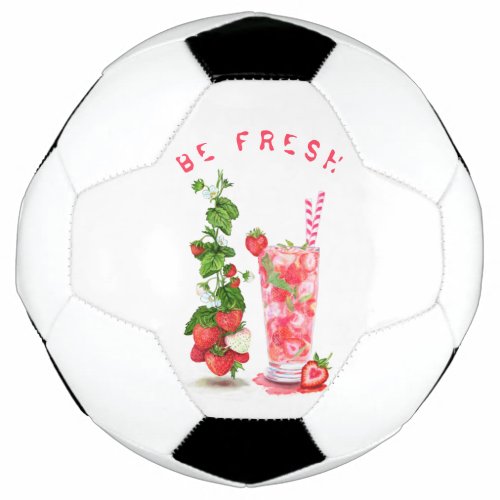 Fresh Strawberry Juice Cool Drink Soccer Ball