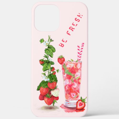 Fresh Strawberry Juice Cool Drink _ Summer Fruit iPhone 12 Pro Max Case
