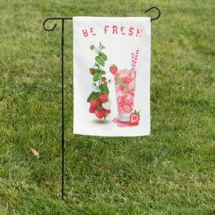 Fresh Strawberry Juice Cool Drink - Summer Fruits Garden Flag