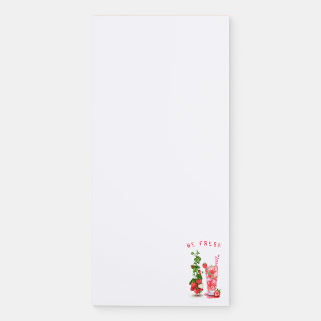 Fresh Strawberry Juice Cool Drink - Summer Fruits  Magnetic Notepad (Front)