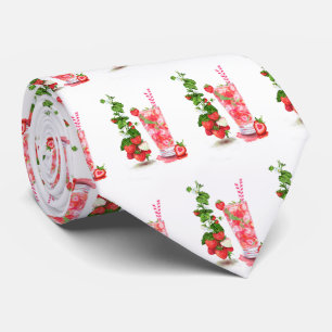 Fresh Strawberry Juice Cool Drink - Summer Fruits Neck Tie