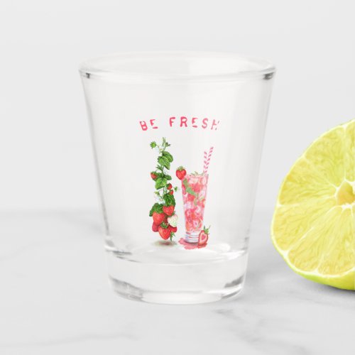 Fresh Strawberry Juice Cool Drink _ Summer Fruits  Shot Glass