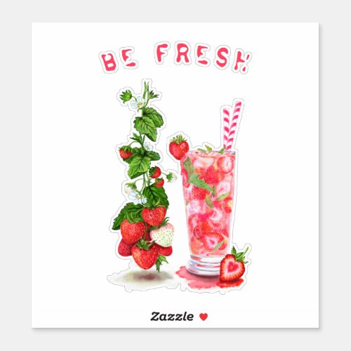 Fresh Strawberry Juice Cool Drink _ Summer Fruits  Sticker