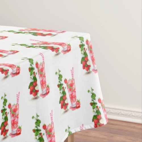 Fresh Strawberry Juice Cool Drink _ Summer Party Tablecloth