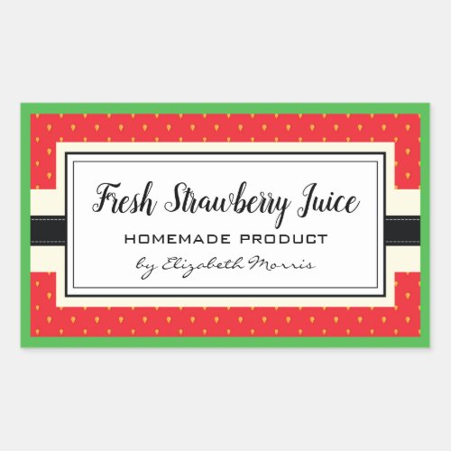 Fresh strawberry juice homemade product label