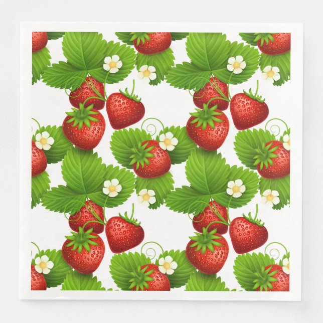 Fresh Strawberry Paper Dinner Napkins (Front)