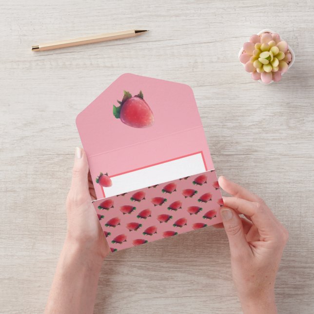 Fresh Strawberry Pattern All In One Invitation (Video)
