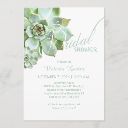 Fresh Succulent Bridal Shower Invitation