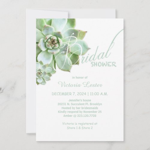 Fresh Succulent Bridal Shower Invitation