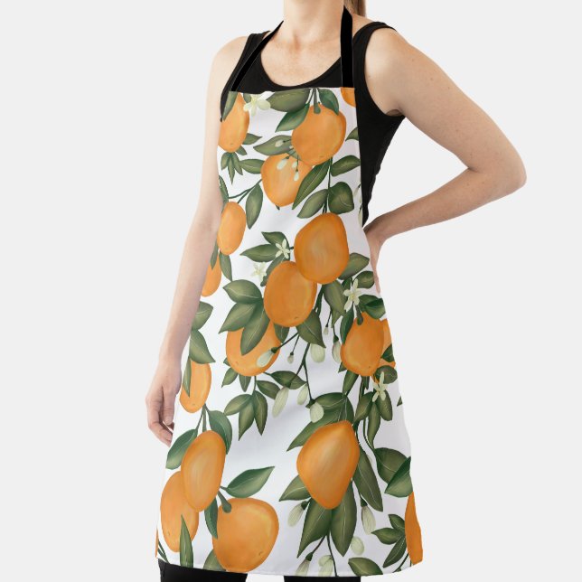 Fresh Summer Botanical Citrus Orange Tangerine Apron (Insitu)