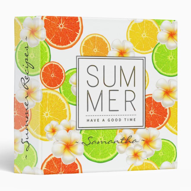 Fresh Summer Fruits and Exotic Plumeria Flowers Binder (Front/Spine)