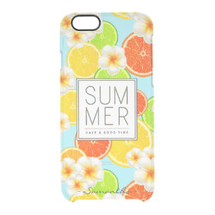 Fresh Summer Fruits and Exotic Plumeria Flowers Clear iPhone 6/6S Case