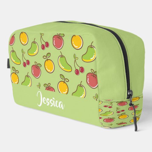 Fresh summer fruits green pattern dopp kit