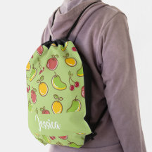 Fresh summer fruits green pattern