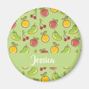 Fresh summer fruits green pattern magnet