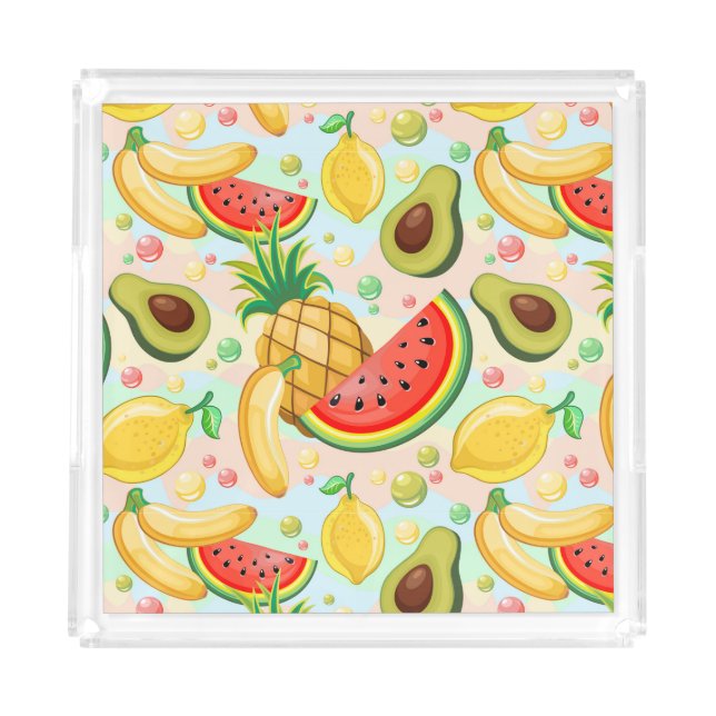 Fresh Summer Fruits Pattern Acrylic Tray (Front)
