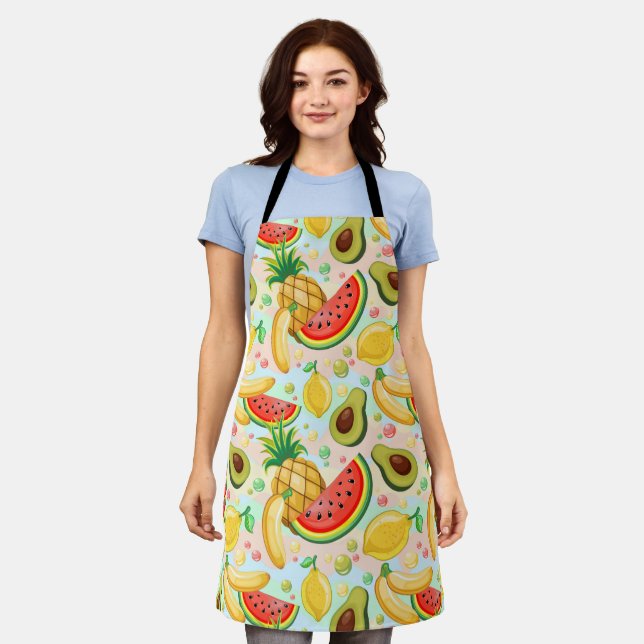 Fresh Summer Fruits Pattern Apron (Worn)